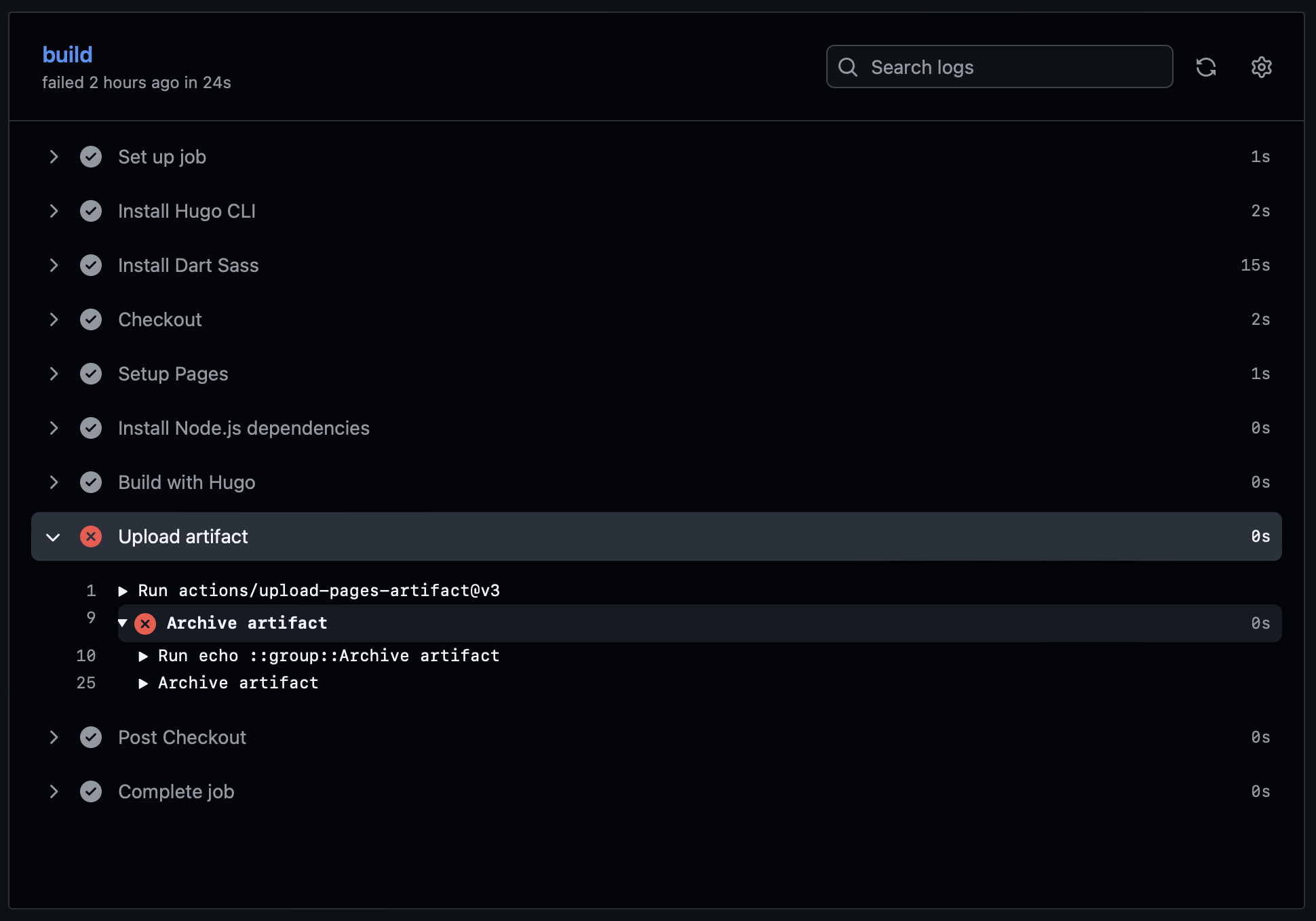 Github Actions Build Failure