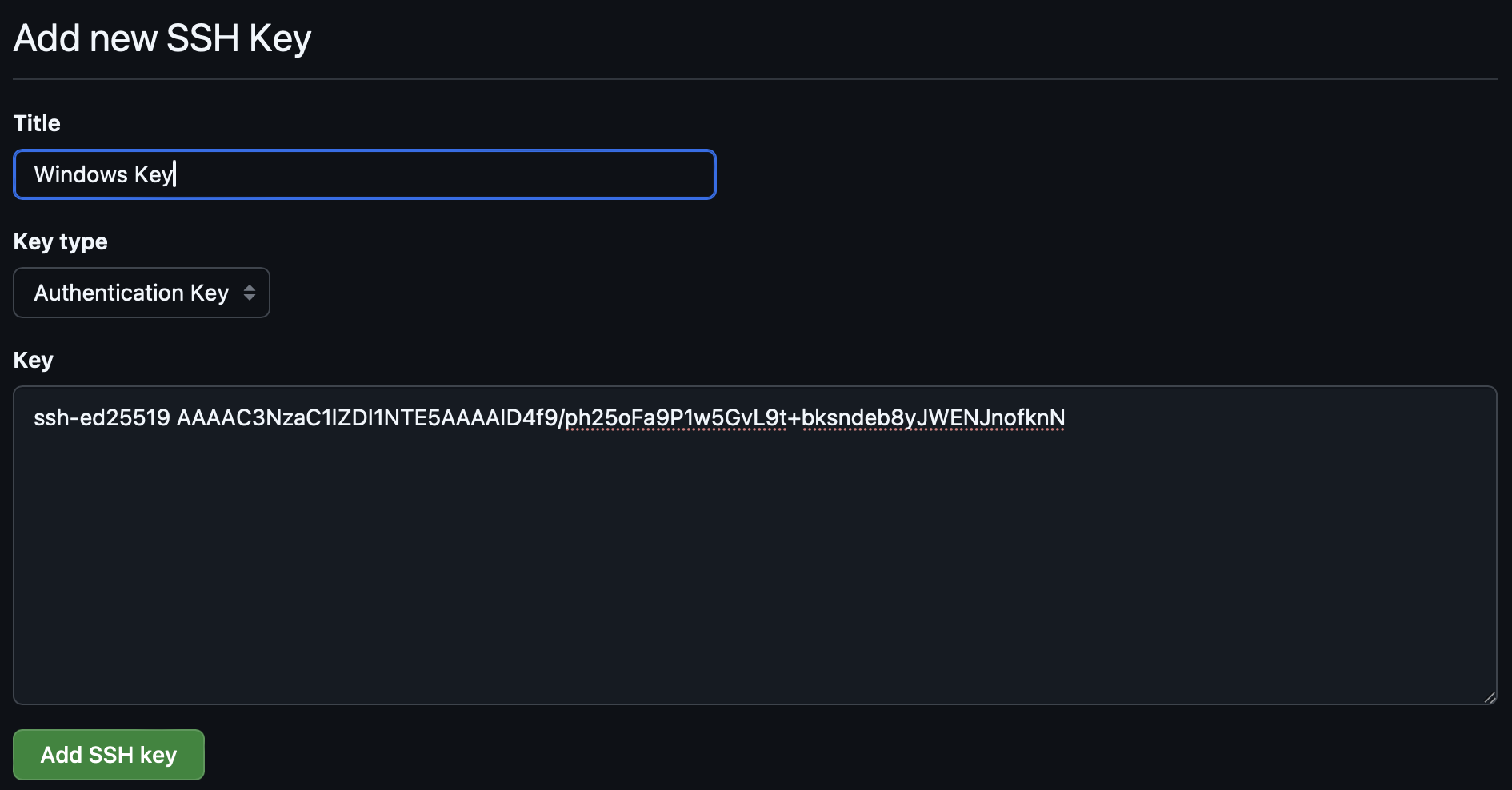 New GitHub SSH Key