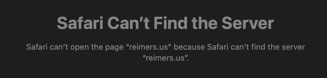 Safari Site Not Found